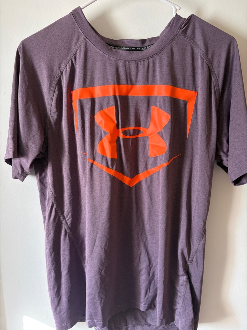 Under Armour Men’s Purple Short-Sleeve Logo Tee with Orange Graphic